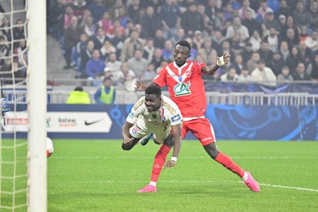 ERnest Nuamah (lyon) FOOTBALL: Olympique Lyonnais vs Valenciennes Football Club - 1 2 Coupe de France - 02 04 2024 FredericChambert Panoramic 