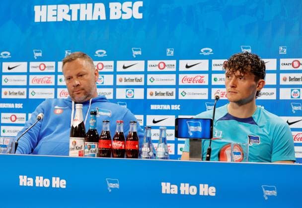 Head coach Pál Dárdai, Fabian Reese, Germany, Berlin, Sportpark, GER, 2 FBL, Hertha BSC, Season 2023 24, Press conference before the away match at SC Paderborn