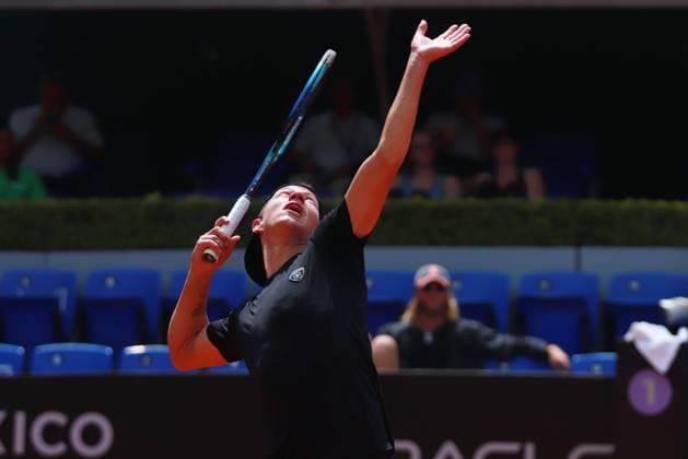 Mexico City Open - Day 4 Apr 3, 2024, Mexico City, Mexico: Aidan Mayo (USA) serves to Alessandro Giannessi (ITA) during the Day 4 of the Mexico City Open at Deportivo Chapultepec. on Apr 3, 2024, Mexico City, Mexico. (Photo by Carlos Santiago Eyepix Group) Copyright: xCarlosxSantiago xEyepixxGroupx CS_03042024_116365