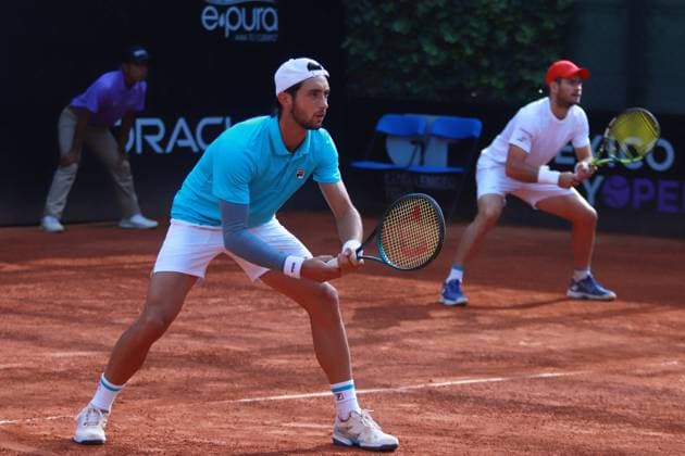 Mexico City Open - Day 4 Apr 3, 2024, Mexico City, Mexico: Thiago Tirante (ARG) and Nicolas Mejia (COL) during the doubles match against George Goldhoff (USA) and James Trotter (JPN) during the Day 4 of the Mexico City Open at Deportivo Chapultepec. on Apr 3, 2024, Mexico City, Mexico. (Photo by Carlos Santiago Eyepix Group) Copyright: xCarlosxSantiago xEyepixxGroupx CS_03042024_116392