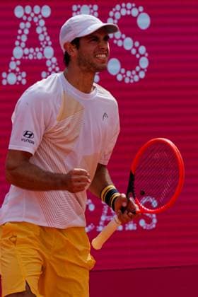 Estoril, Portugal, April 04 2024: Nuno Borges (Portugal) celebrates win after the Millennium Estoril Open match between Nuno Borges (Portugal) and Lorenzo Musetti (Italy) at Clube de Tenis do Estoril in Estoril, Portugal. (Pedro Porru SPP) Copyright: xPedroxPorrux xSPPx spp-en-PePoSp-4F8A9768