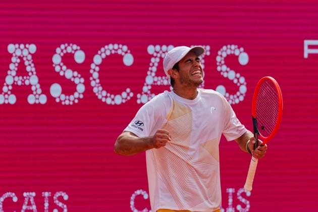 Estoril, Portugal, April 04 2024: Nuno Borges (Portugal) celebrates win after the Millennium Estoril Open match between Nuno Borges (Portugal) and Lorenzo Musetti (Italy) at Clube de Tenis do Estoril in Estoril, Portugal. (Pedro Porru SPP) Copyright: xPedroxPorrux xSPPx spp-en-PePoSp-4F8A9774