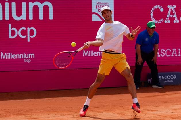 Estoril, Portugal, April 04 2024: Nuno Borges (Portugal) in action during the Millennium Estoril Open match between Nuno Borges (Portugal) and Lorenzo Musetti (Italy) at Clube de Tenis do Estoril in Estoril, Portugal. (Pedro Porru SPP) Copyright: xPedroxPorrux xSPPx spp-en-PePoSp-4F8A9897