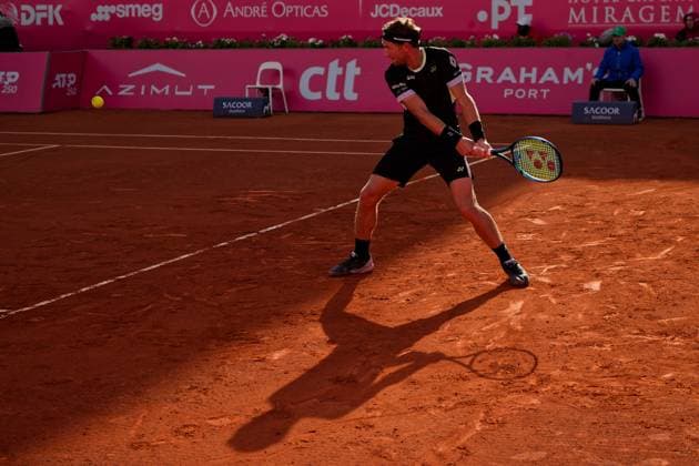Estoril, Portugal, April 04 2024: Casper Ruud (Norway) in action during the Millennium Estoril Open match between Casper Ruud (Norway) and Botic van de Zandschulp (Netherlands) at Clube de Tenis do Estoril in Estoril, Portugal. (Pedro Porru SPP) Copyright: xPedroxPorrux xSPPx spp-en-PePoSp-HE5A5520