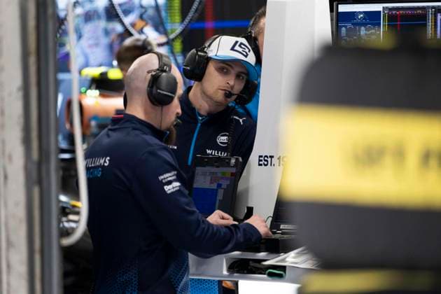 April 5, 2024, Suzuka, Mie, Japan: LOGAN SARGEANT (USA) of Williams 2 after crashing out watching from his garage during FP2 on practice day of the 2024 Formula 1 Japanese Grand Prix. Most F1 teams refused to run the practice session due to a very light, sporadic drizzle which would affect data collection, leaving race fans cold in the rain. Suzuka Japan - ZUMAb177 20240405_aap_b177_001 Copyright: xTaidghxBarronx