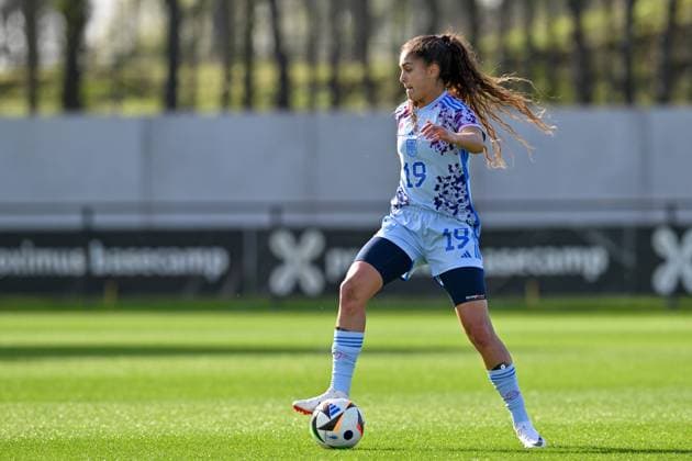 SOCCER FRIENDLY WOMEN UNDER-23 BELGIUM VS SPAIN Ariana Arias Jimenez (19) of Spain pictured during a friendly soccer game between the national women under 23 teams of Belgium and Spain on Thursday 4 April 2024 in Tubize , Belgium . PHOTO SPORTPIX David Catry Tubize Proximus Base Camp Belgium  Copyright: xSportpix.bex xDavidxCatryxDavidxCatryx