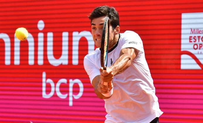 Cristian Garin Chile in the quarterfinals of the Estoril Open Estoril Open, Portugal, April 5, 2024 Cristian Garin Chile in the quarterfinals of the Estoril Open in Portugal against Nuno Borges from Portugal not in the picture Estoril Estoril Tennis Club Lisbon Portugal