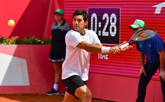 Cristian Garin Chile in the quarterfinals of the Estoril Open Estoril Open, Portugal, April 5, 2024 Cristian Garin Chile in the quarterfinals of the Estoril Open in Portugal against Nuno Borges from Portugal not in the picture Estoril Estoril Tennis Club Lisbon Portugal