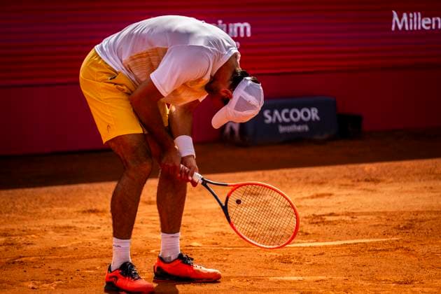 Cristian Garin v Nuno Borges - Estoril Open 2024 Cristian Garin from Chile competes against Nuno Borges from Portugal during the Millennium Estoril Open ATP, Tennis Herren 250 tennis tournament at Estoril Tennis Club, Estoril, Portugal on April 5, 2024. Lisbon Portugal  Copyright: xNunoxCruzx originalFilename:cruz-cristian240405_npr3F.jpg