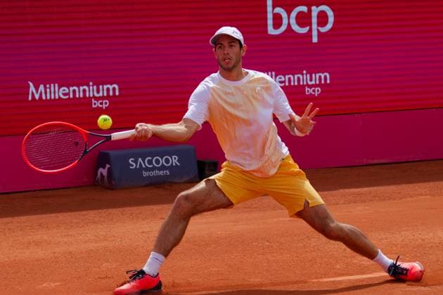 Estoril, Portugal, April 05 2024: Nuno Borges (Portugal) in action during the Millennium Estoril Open match between Cristian Garin (Chile) and Nuno Borges (Portugal) at Clube de Tenis do Estoril in Estoril, Portugal. (Pedro Porru SPP) Copyright: xPedroxPorrux xSPPx spp-en-PePoSp-4F8A0640
