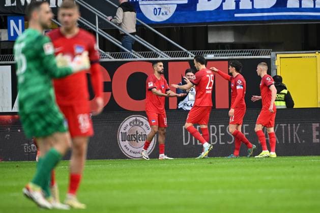 Paderborn, Home Deluxe Arena, 05 04 24, GER, Herren, 2 Bundesliga, Saison 2023 2024, SC Paderborn 07 Hertha BSC Berlin Bild Aymen BARKOK Hertha BSC jubilates after his goal to 1 1 Only for editorial use DFL regulations prohibit any use of photographs as image sequences and or quasi video NRW Germany