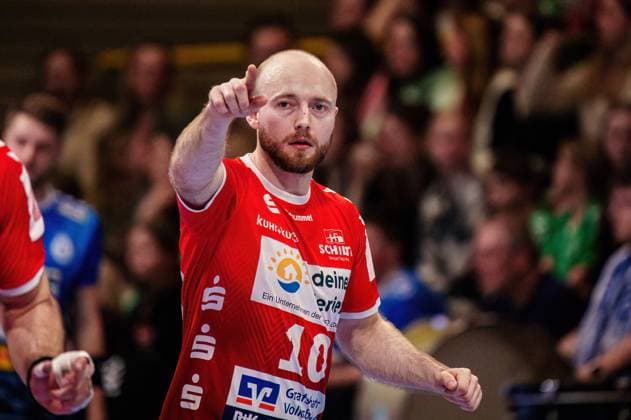 Goal celebration Maximilian Lux HSG Nordhorn Lingen, 10 GER, VfL Luebeck Schwartau vs HSG Nordhorn Lingen, Handball, 2 Bundesliga, Matchday 27, Season 2023 2024, 05 04 2024 GER, VfL Luebeck Schwartau vs HSG Nordhorn Lingen, Handball, 2 Bundesliga, Matchday 27, Season 2023 2024, 05 04 2024 Luebeck Copyright: xEibner-Pressefoto MarcelxvonxFehrnx EP_MFN