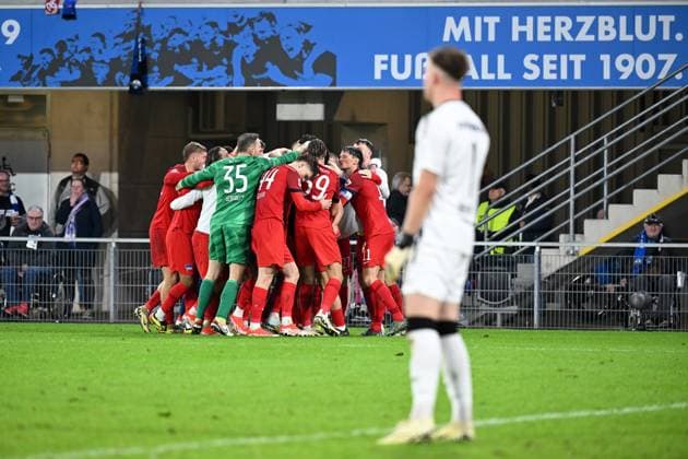 Paderborn, Home Deluxe Arena, 05 04 24, GER, Herren, 2 Bundesliga, Saison 2023 2024, SC Paderborn 07 Hertha BSC Berlin Bild Haris TABAKOVIC Hertha BSC jubilates after his goal to 2 3 Only for editorial use DFL regulations prohibit any use of photographs as image sequences and or quasi video NRW Germany