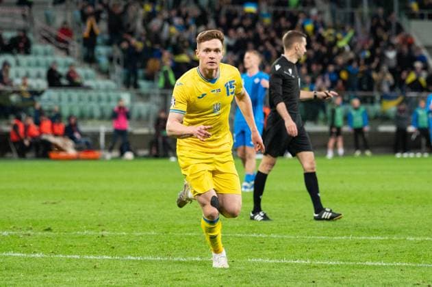 WROCLAW 26.03.2024 FINALOWY MECZ BARAZOWY ELIMINACJE DO MISTRZOSTW EUROPY 2024: UKRAINA - ISLANDIA --- UEFA EURO, EM, Europameisterschaft,Fussball 2024 QUALIFICATION FINAL PLAY-OFF MATCH: UKRIANE - ICELAND Viktor Tsygankov , radosc po zdobyciu bramki , joy after goal FOT. PAWEL LIPNICKI 400mm.pl NEWSPIX.PL --- Newspix.pl  WI3_3950