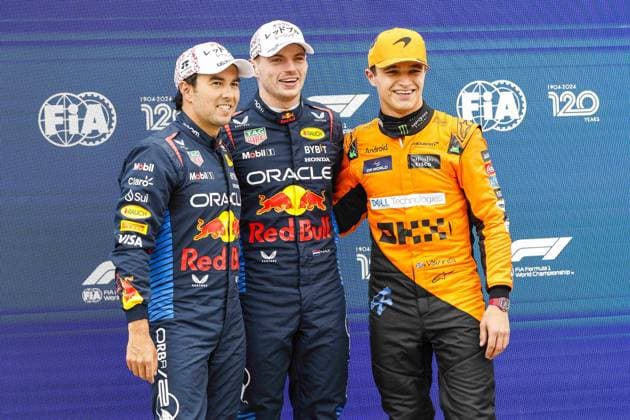 VERSTAPPEN Max (ned), Red Bull Racing RB20, portrait, PEREZ Sergio (mex), Red Bull Racing RB20, portrait and NORRIS Lando (gbr), McLaren F1 Team MCL38, portrait during the Formula 1 MSC Cruises Japanese Grand Prix 2024, 4th round of the 2024 Formula One World Championship, WM, Weltmeisterschaft from April 5 to 7, 2024 on the Suzuka International Racing Course, in Suzuka, Japan - F1 - JAPANESE GRAND PRIX 2024 DPPI Panoramic  240406_R04_GIAPPONE__LF35200