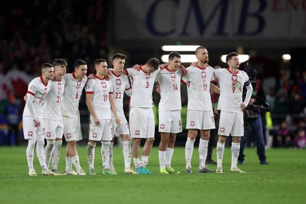 CARDIFF 26.03.2024 FINALOWY MECZ BARAZOWY ELIMINACJE DO MISTRZOSTW EUROPY 2024: WALIA - POLSKA 0:0 k. 4:5 --- UEFA EURO, EM, Europameisterschaft,Fussball 2024 QUALIFICATION FINAL PLAY-OFF MATCH: WALES - POLAND 0:0 k. 4:5 SEBASTIAN SZYMANSKI NICOLA ZALEWSKI BARTOSZ SLISZ PRZEMYSLAW FRANKOWSKI KRZYSZTOF PIATEK PAWEL DAWIDOWICZ JAKUB KIWIOR BARTOSZ SALAMON ROBERT LEWANDOWSKI FOT. PIOTR KUCZA FOTOPYK NEWSPIX.PL --- Newspix.pl  240326PYK246