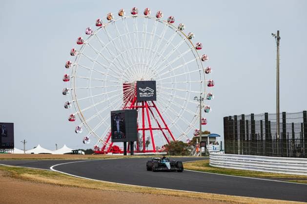 63 RUSSELL George (gbr), Mercedes AMG F1 Team W15, action during the Formula 1 MSC Cruises Japanese Grand Prix 2024, 4th round of the 2024 Formula One World Championship, WM, Weltmeisterschaft from April 5 to 7, 2024 on the Suzuka International Racing Course, in Suzuka, Japan - F1 - JAPANESE GRAND PRIX 2024 DPPI Panoramic  240406_R04_GIAPPONE_FG_12864