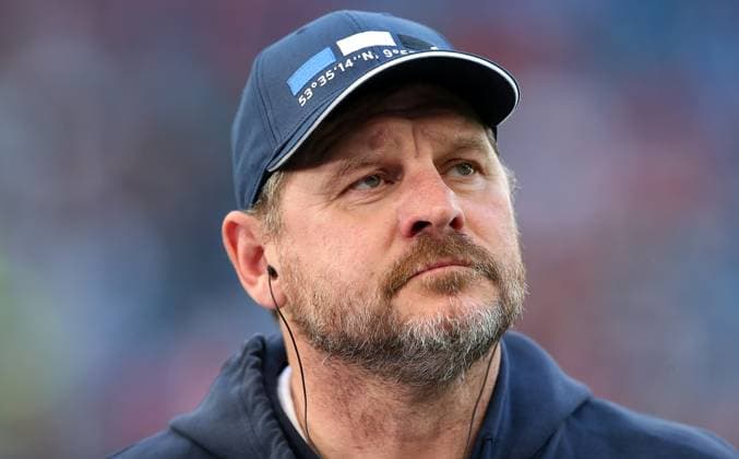 06 04 2024, Soccer 2 Bundesliga 2023 2024, 28 Matchday, Hamburger SV 1 FC Kaiserslautern, at Volksparkstadion Hamburg Coach Steffen Baumgart Hamburg DFL and DFB regulations prohibit any use of photographs as image sequences and or quasi video