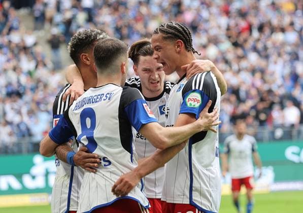 torjubel 1 0 Laszlo Benes HSV 8 Football, Men, Season 2023 2024, 2 BL, Volksparkstadion, Hamburger SV vs 1 FC Kaiserslautern DFL REGULATIONS PROHIBIT ANY USE OF PHOTOGRAPHS AS IMAGE SEQUENCES AND OR QUASI VIDEO