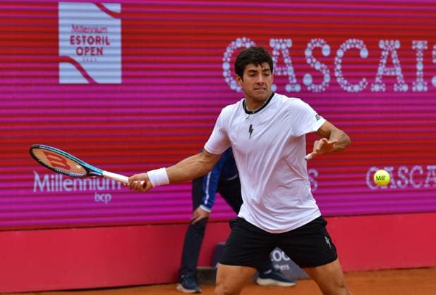 Cristian Garin Chile in the semifinals of the Estoril Open Estoril Open, Portugal, April 6, 2024 Cristian Garin Chile in the semifinals of the Estoril Open in Portugal against Hubert Hukarcz from Poland not in the picture Estoril Estoril Tennis Club Lisbon Portugal