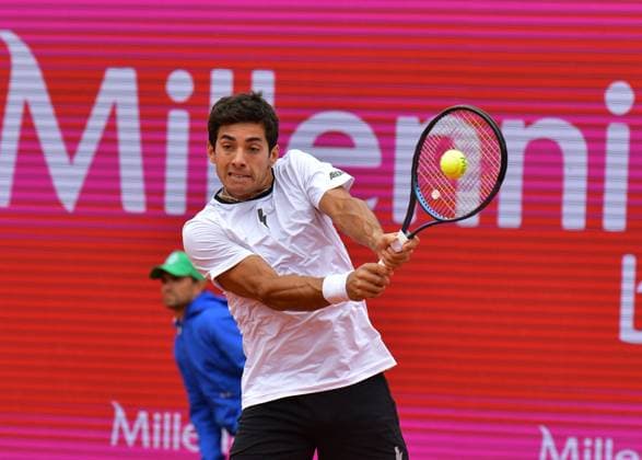 Cristian Garin Chile in the semifinals of the Estoril Open Estoril Open, Portugal, April 6, 2024 Cristian Garin Chile in the semifinals of the Estoril Open in Portugal against Hubert Hukarcz from Poland not in the picture Estoril Estoril Tennis Club Lisbon Portugal