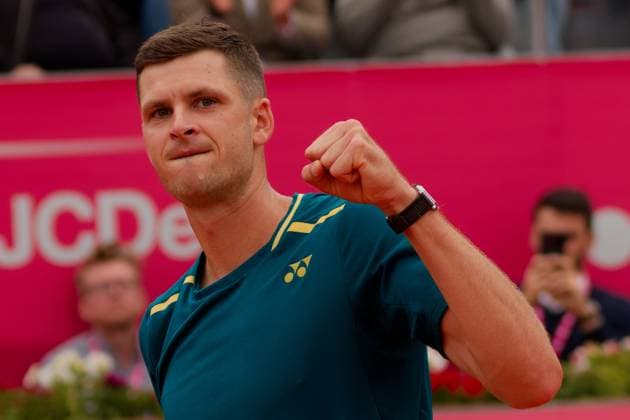 Estoril, Portugal, April 06 2024: Hubert Hurkacz (Poland) reaction to win after the Millennium Estoril Open match between Cristian Garin (Chile) and Hubert Hurkacz (Poland) at Clube de Tenis do Estoril in Estoril, Portugal. (Pedro Porru SPP) Copyright: xPedroxPorrux xSPPx spp-en-PePoSp-4F8A1979