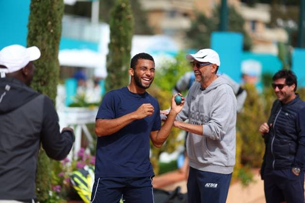 Arthur Fils (Fra) with Sergi Bruguera and Sebastien Grosjean TENNIS : Rolex Monte Carlo Masters - 06 04 2024 AntoineCouvercelle Panoramic 