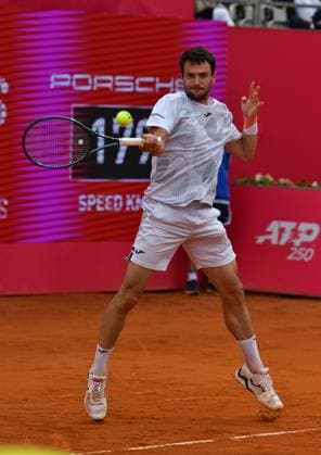 Pedro Martinez Spain in his semi-final at the Estoril Open in Portugal Estoril Open, Portugal, April 6, 2024 Pedro Martinez Spain in his semi-final at the Estoril Open in Portugal against the Norwegian Casper Ruud not in the picture Estoril Estoril Tennis Club Lisbon Portugal