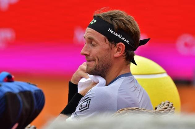 Casper Ruud Norway in his semi-final at the Estoril Open in Portugal Estoril Open, Portugal, April 6, 2024 Casper Ruud Norway in his semi-final at the Estoril Open in Portugal against Spains Pedro Martinez not pictured Estoril Estoril Tennis Club Lisbon Portugal