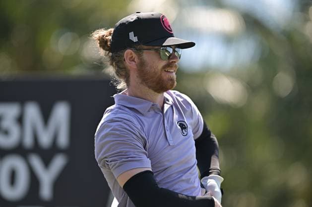 DORAL, FL - APRIL 06 Professional Golfer Kieran Vincent in action during LIV Golf Miami on April 6, 2024, at Trump National Doral Miami in Doral, FL. (Photo by Michele Eve Sandberg Icon Sportswire) GOLF: APR 06 LIV Golf League Miami EDITORIAL USE ONLY Icon24040640401