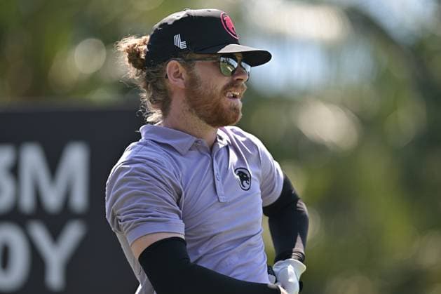 DORAL, FL - APRIL 06 Professional Golfer Kieran Vincent in action during LIV Golf Miami on April 6, 2024, at Trump National Doral Miami in Doral, FL. (Photo by Michele Eve Sandberg Icon Sportswire) GOLF: APR 06 LIV Golf League Miami EDITORIAL USE ONLY Icon24040640501