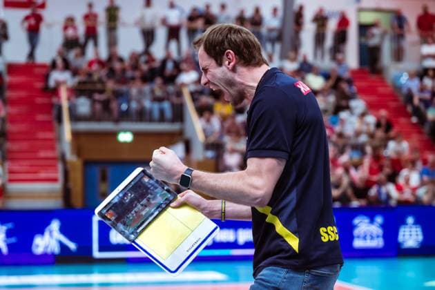 VBL Volleyball Bundesliga SC Potsdam SSC Palmberg Schwerin PlayOff semi-final, 06 04 2024 VBL Volleyball Bundesliga SC Potsdam SSC Palmberg Schwerin 06 04 2024 Copyright: xBEAUTIFULxSPORTS NicolxMarschallx