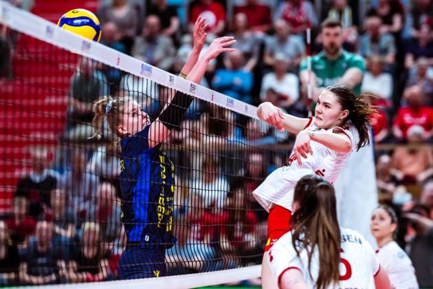 VBL Volleyball Bundesliga SC Potsdam SSC Palmberg Schwerin PlayOff semi-final, 06 04 2024 VBL Volleyball Bundesliga SC Potsdam SSC Palmberg Schwerin 06 04 2024 Copyright: xBEAUTIFULxSPORTS NicolxMarschallx