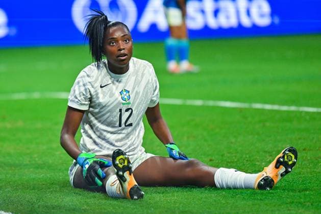 ATLANTA, GA Ã APRIL 05: Brazil goalkeeper Tai Borges (12) reacts during the SheBelieves Cup match between Brazil and Canada on April 5th, 2024 at Mercedes-Benz Stadium in Atlanta, GA. (Photo by Rich von Biberstein Icon Sportswire) SOCCER: APR 06 Women s SheBelieves Cup - Brazil vs Canada EDITORIAL USE ONLY Icon240405046