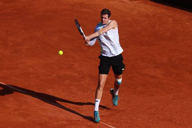 April 6, 2024, Mexico City, Ciudad de Mexico, Mexico: April 6, 2024, Mexico City, Mexico: Maxime Janvier of France returns a shot to Alexis Galarneau of Canada during the Semifinals match of Mexico City Open at Deportivo Chapultepec. Alexis Galarneau defeated Maxime Janvier 2 sets to 1. on April 6, 2024 in Mexico City, Mexico. Mexico City Mexico - ZUMAe321 20240406_zsa_e321_027 Copyright: xCarlosxSantiago xEyepixxGroupx