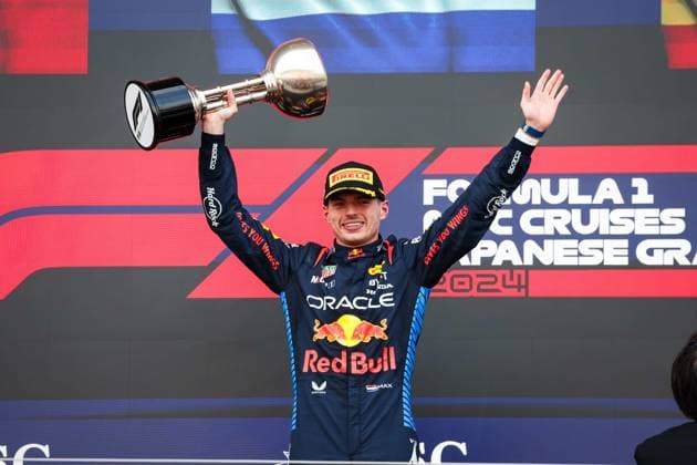 VERSTAPPEN Max (ned), Red Bull Racing RB20, portrait podium during the Formula 1 MSC Cruises Japanese Grand Prix 2024, 4th round of the 2024 Formula One World Championship, WM, Weltmeisterschaft from April 5 to 7, 2024 on the Suzuka International Racing Course, in Suzuka, Japan - F1 - JAPANESE GRAND PRIX 2024 DPPI Panoramic  240407_R04_GIAPPONE_FG_24008