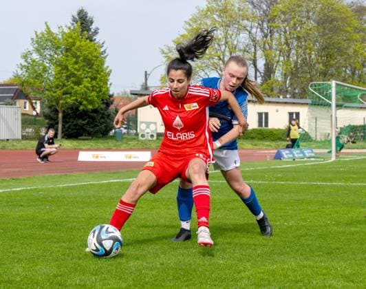 Soccer, Women, Regionalliga Nordost, Season 2023 2024 16 Matchday , 1 FC Union Berlin FC Carl Zeiss Jena II, v l Sarah Abu Sabbah 1 Women 1 FC Union , Leni Hof, 07 04 2024, Copyright: xMatthiasxKochx