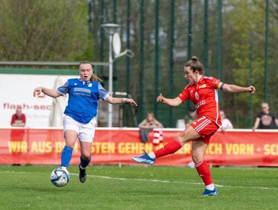 Soccer, Women, Regionalliga Nordost, Season 2023 2024 16 Matchday , 1 FC Union Berlin FC Carl Zeiss Jena II, f l Leni Hof, Lisa Heiseler 1 Women 1 FC Union , 07 04 2024, Copyright: xMatthiasxKochx