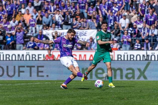Michael Cuisance VfL Osnabrueck, 27 GER, VfL Osnabrueck vs SpVgg Greuther Fuerth, Soccer, 2 Bundesliga, Matchday 28, Season 2023 2024, 07 04 2024 DFL REGULATES PROHIBIT ANY USE OF PHOTOGRAPHS AS IMAGE SEQUENCES AND OR QUASI VIDEO VfL Osnabrueck vs SpVgg Greuther Fuerth, Football, 2 Bundesliga, Matchday 28, Season 2023 2024, 07 04 2024 Osnabrueck Copyright: xEibner-Pressefoto FabioxDeinertx EP_FDT
