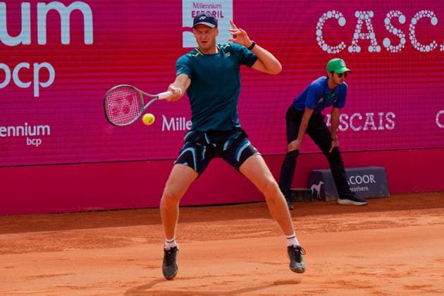 Estoril, Portugal, April 07 2024: Hubert Hurkacz (Poland) in action during the Millennium Estoril Open Final between Pedro Martinez (Spain) and Hubert Hurkacz (Poland) at Clube de Tenis do Estoril in Estoril, Portugal. (Pedro Porru SPP) Copyright: xPedroxPorrux xSPPx spp-en-PePoSp-4F8A3881