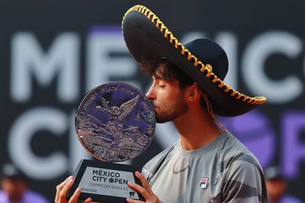 2024 Mexico City Open - Final Day April 7, 2024, Mexico City, Mexico: Thiago Tirante of Argentina poses with the trophy during the official presentation after won his Men s Singles Final match against Alexis Galarneau during the Mexico City Open at Deportivo Chapultepec. Thiago Tirante defeated Alexis Galarneau 2 sets to 0. on April 7, 2024 in Mexico City, Mexico. (Photo by Carlos Santiago Eyepix Group) Copyright: xCarlosxSantiago xEyepixxGroupx CS_07042024_116751