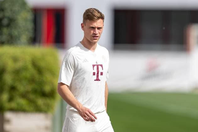 Joshua Kimmich 6 FC Bayern Muenchen , final training before the UEFA Champions League match against FC Arsenal, season 2023 2024 at Saebener Strasse 08 04 2024 DFB regulations prohibit any use of photographs as image sequences and or quasi video Muenchen Bayern Germany Copyright: xkolbert-press UlrichxGamelx