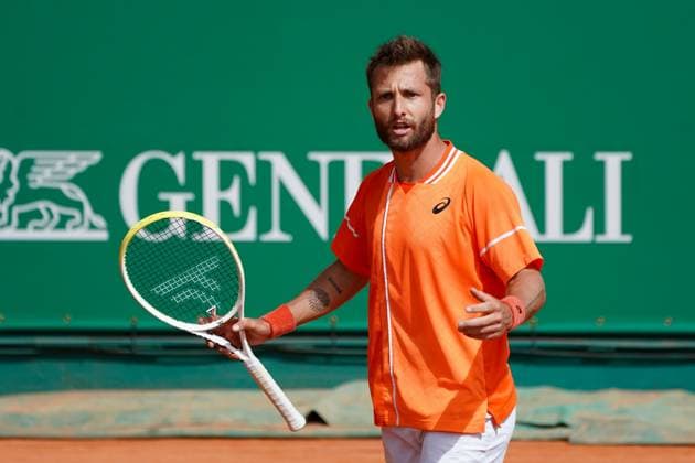 Corentin Moutet (France) TENNIS : Monaco Rolex Master 1000 - 1er tour - Monaco - 08 04 2024 NorbertScanella Panoramic 