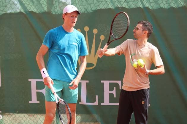ROLEX MONTE CARLO MASTERS 2024 Monte Carlo - Tennis, Rolex Monte Carlo Masters, Jannik Sinner, Simone Vagnozzi, 8 April 2024. Photo Felice CalabroÃ¢â?¬â ¢ Editorial Usage Only Montecarlo Italy  Copyright: xIPA ABACAx