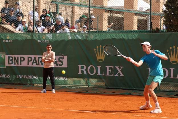 ROLEX MONTE CARLO MASTERS 2024 Monte Carlo - Tennis, Rolex Monte Carlo Masters, Jannik Sinner, Simone Vagnozzi, 8 April 2024. Photo Felice CalabroÃ¢â?¬â ¢ Editorial Usage Only Montecarlo Italy  Copyright: xIPA ABACAx