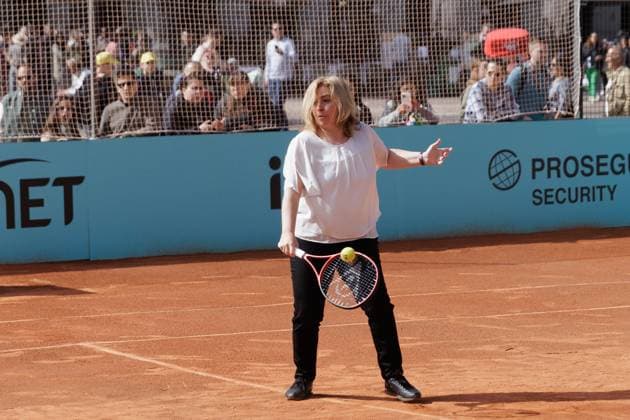 April 8, 2024, Madrid, Madrid, SPAIN: Inmaculada Sanz, Vice Mayor of Madrid, in action during the presentation of Mutua Madrid Open 2024 at Plaza Mayor on April 8, 2024, in Madrid, Spain. Madrid SPAIN - ZUMAa181 20240408_zaa_a181_054 Copyright: xGuillermoxMartinezx