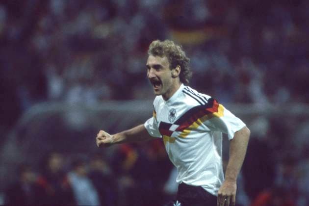 Rudi VOELLER Völler, GER, cheers, jubilation, joy, cheers, Germany GER Spain ESP 2 0 Soccer EM EURO 1988 in Germany, 17 06 1988 in the Munich Olympic Stadium Â