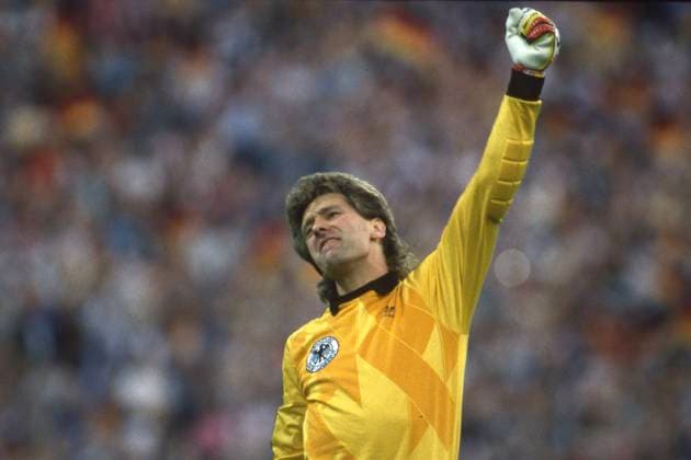 Goalkeeper Eike IMMEL GER cheers, cheers, jubilation, joy, cheers, Germany GER Spain ESP 2 0 Soccer EURO 1988 in Germany, 17 06 1988 in the Munich Olympic Stadium Â