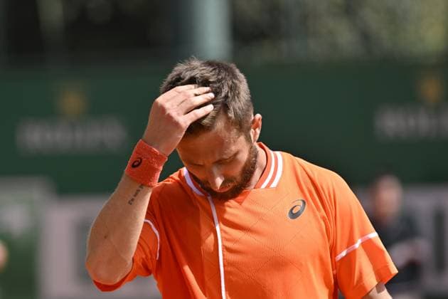 Tennis - Rolex Monte Carlo 2024 - ATP, Tennis Herren - Corentin Moutet - France TENNIS - Rolex Monte Carlo 2024 - MC - 08 04 2024 ChrysleneCaillaud Panoramic 