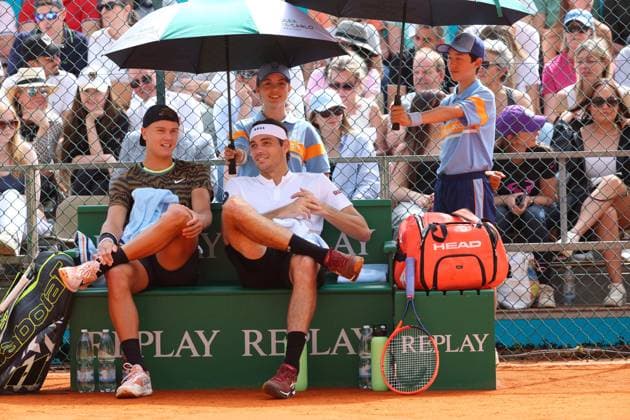 Holger Rune (Den) and Taylor Fritz TENNIS : Rolex Monte Carlo Masters - 08 04 2024 AntoineCouvercelle Panoramic 